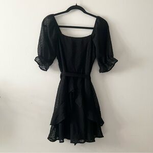 Trixxi Black Swiss‎ Dot Chiffon Fit & Flare Dress Small Goth Girl Dark Romantic